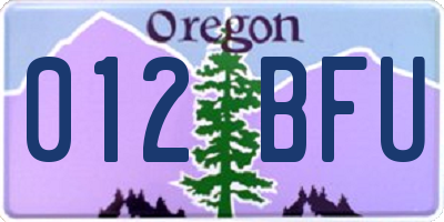 OR license plate 012BFU
