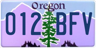 OR license plate 012BFV
