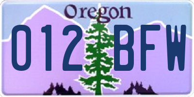 OR license plate 012BFW