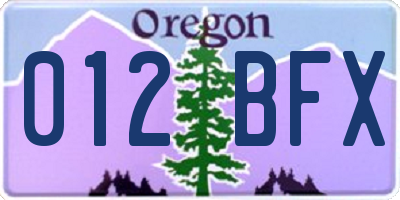 OR license plate 012BFX