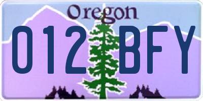OR license plate 012BFY