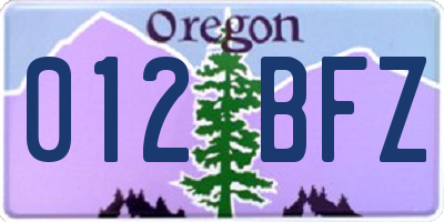 OR license plate 012BFZ