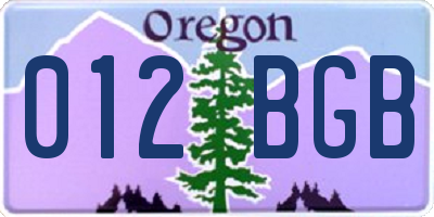 OR license plate 012BGB