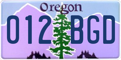 OR license plate 012BGD