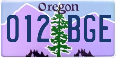 OR license plate 012BGE