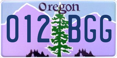OR license plate 012BGG