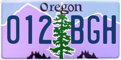 OR license plate 012BGH