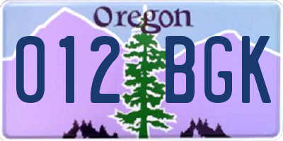 OR license plate 012BGK