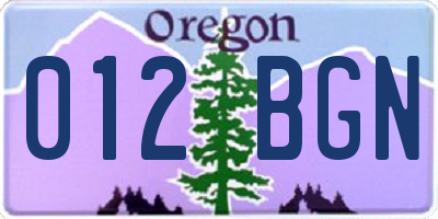OR license plate 012BGN