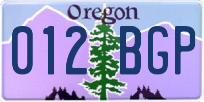OR license plate 012BGP