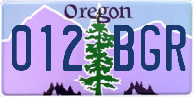 OR license plate 012BGR