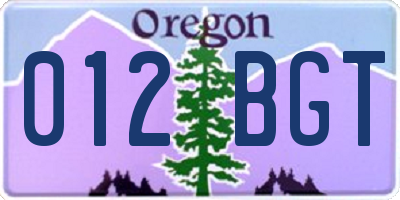 OR license plate 012BGT
