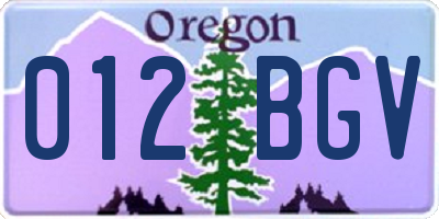 OR license plate 012BGV