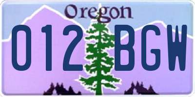 OR license plate 012BGW