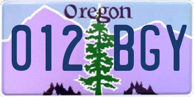 OR license plate 012BGY