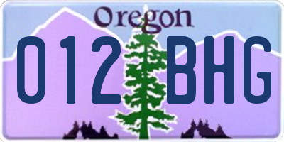 OR license plate 012BHG