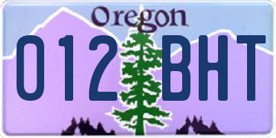 OR license plate 012BHT
