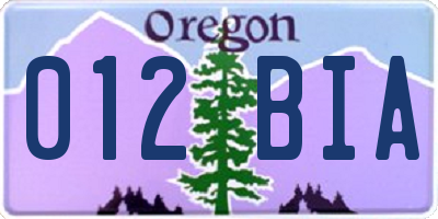 OR license plate 012BIA