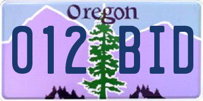 OR license plate 012BID