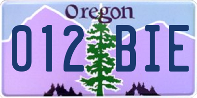 OR license plate 012BIE
