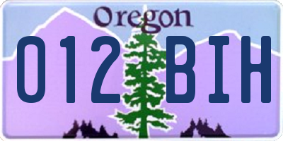 OR license plate 012BIH