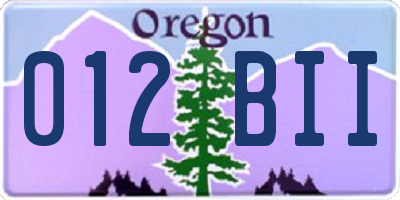OR license plate 012BII