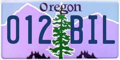 OR license plate 012BIL