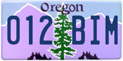 OR license plate 012BIM