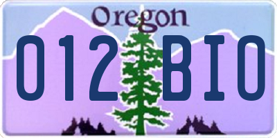 OR license plate 012BIO