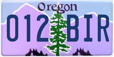 OR license plate 012BIR
