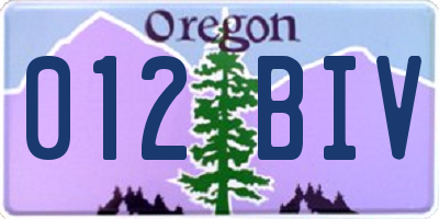 OR license plate 012BIV