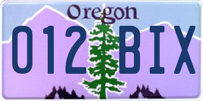 OR license plate 012BIX