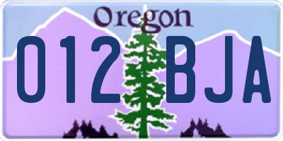 OR license plate 012BJA