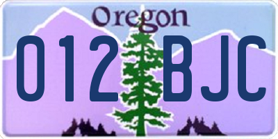 OR license plate 012BJC