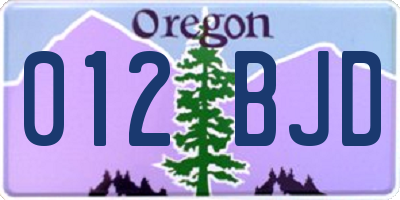 OR license plate 012BJD