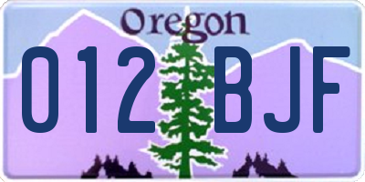 OR license plate 012BJF