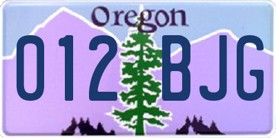 OR license plate 012BJG
