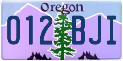 OR license plate 012BJI