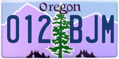 OR license plate 012BJM
