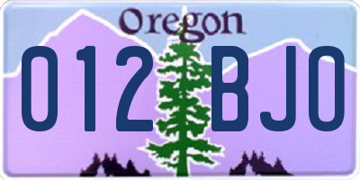 OR license plate 012BJO