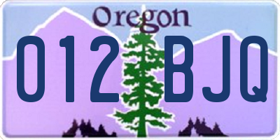 OR license plate 012BJQ