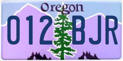 OR license plate 012BJR