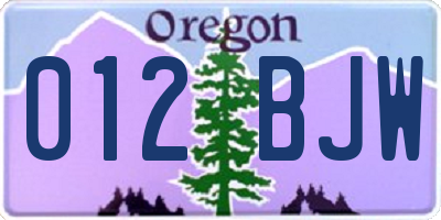OR license plate 012BJW