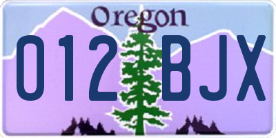 OR license plate 012BJX