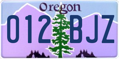 OR license plate 012BJZ
