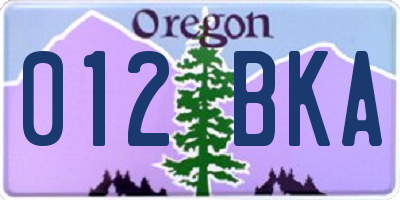 OR license plate 012BKA