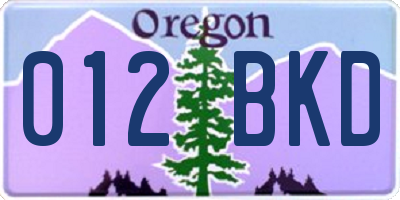 OR license plate 012BKD