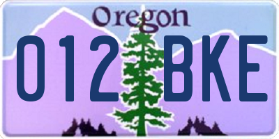 OR license plate 012BKE