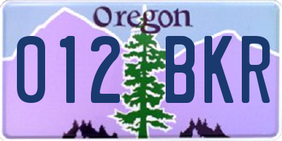 OR license plate 012BKR