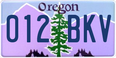 OR license plate 012BKV